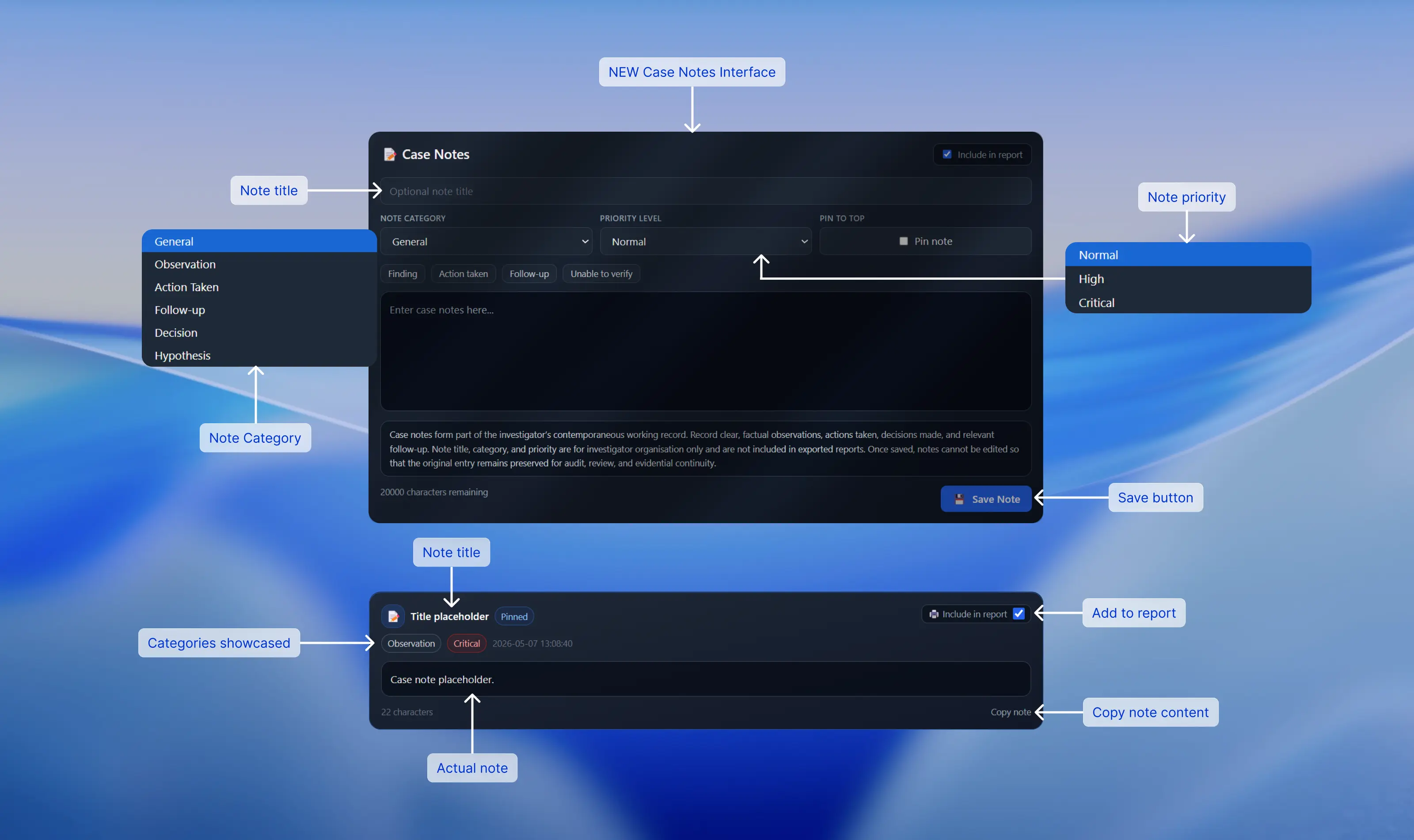 case notes UI annotated